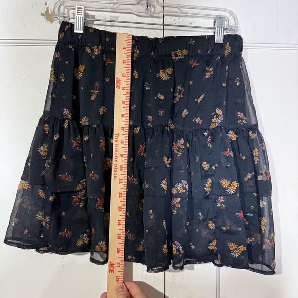 Free People From The Valley Floral Mini Skirt in Black Combo Size Medium Tiered - Picture 4 of 13